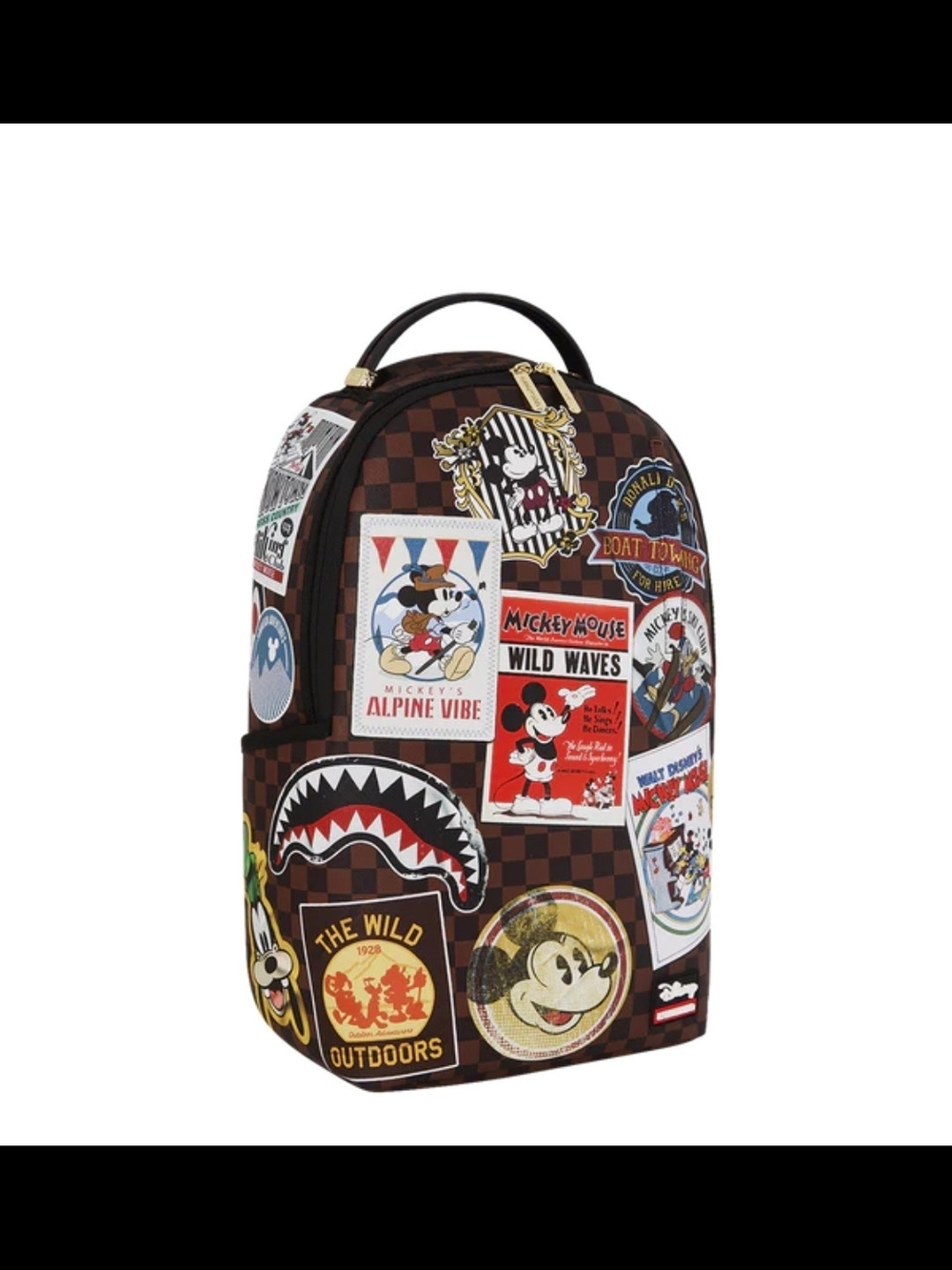 Disney Mickey Mouse Brown Patchwork Travel Backpack